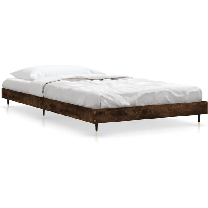 Estructura de cama sin colchón madera roble ahumado 100x200 cm — comfortxl