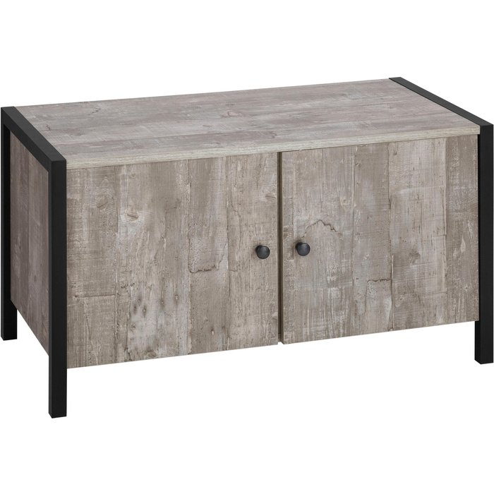 Chris|banco con 2 puertas en imitación hormigón negro