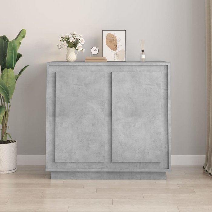 Vidaxl aparador de madera contrachapada gris hormigón 80x34x75 cm