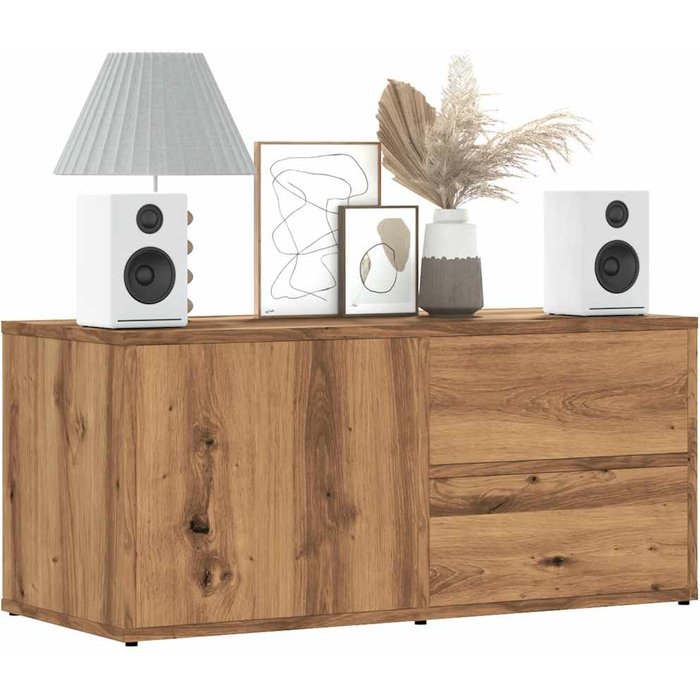 Mueble tv artesanal roble 80x34x35,5 cm madera contrachapada