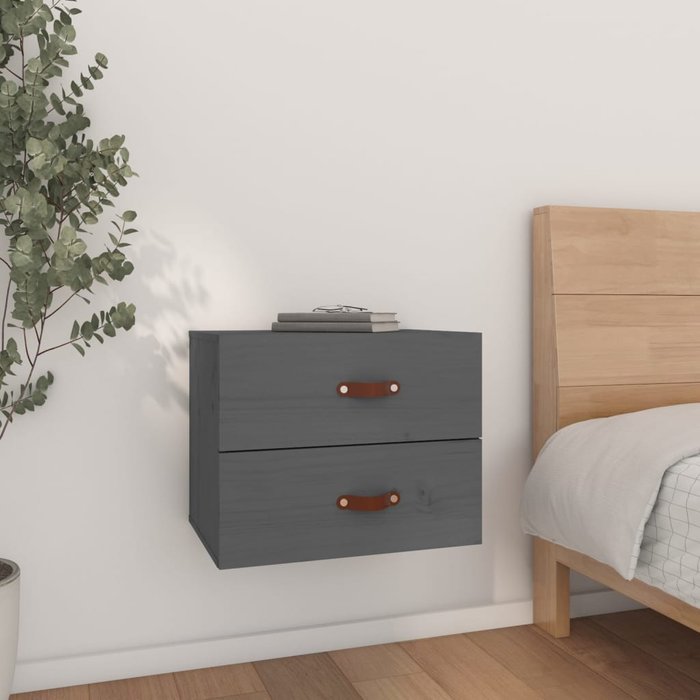 Mesita de noche de pared,mesilla de noche flotante gris 50x36x40 cm cfw62202
