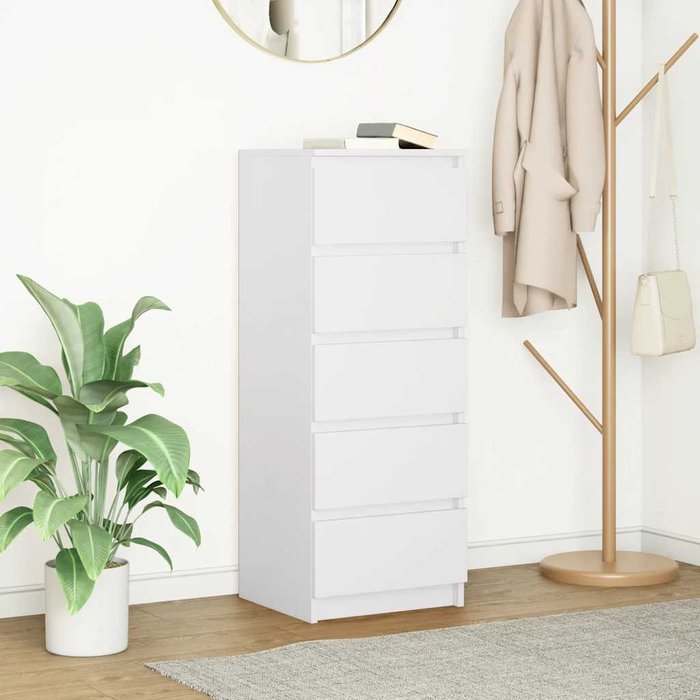Aparador blanco con cajones 37,5x35x99 cm madera contrachapada