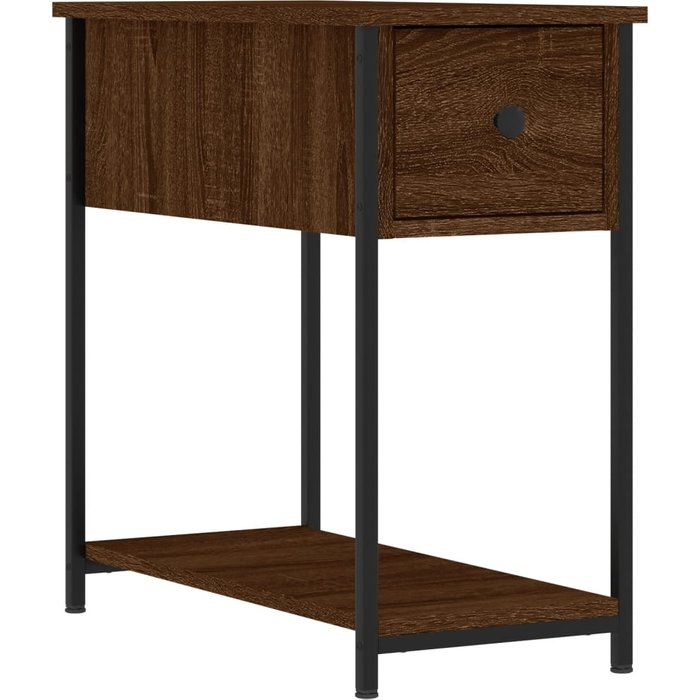 Mesita de noche de roble marrón 30x60x60 cm de madera contrachapada