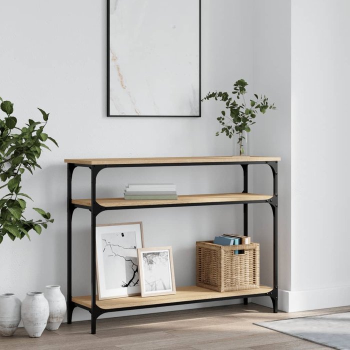 Mesa consola roble sonoma 100x29x75 cm madera contrachapada