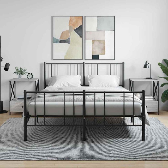 Mesitas de noche sonoma grey de 2 piezas, 50x41x65 cm, madera de ingeniería.