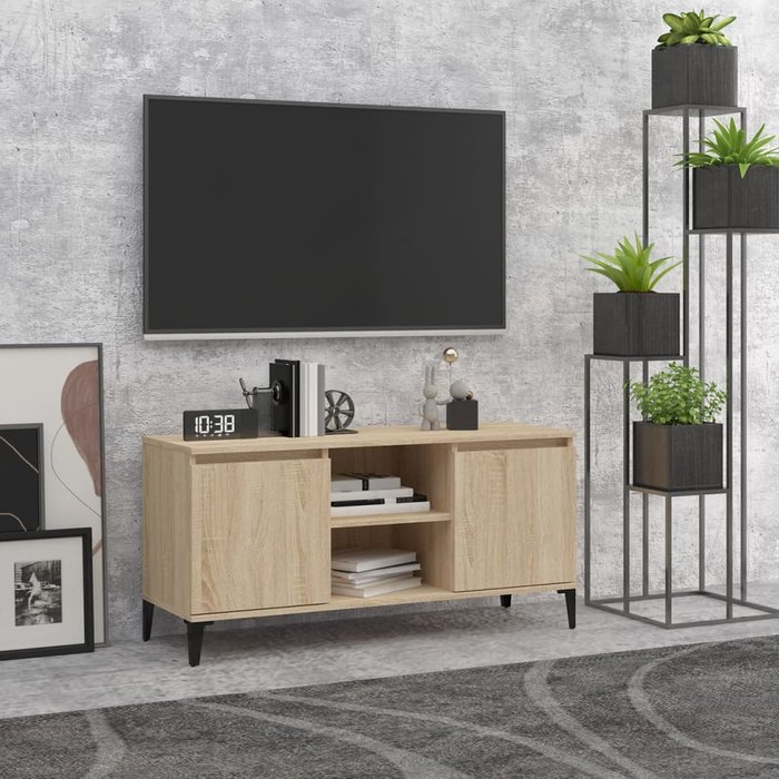Mueble de tv con patas de metal, roble sonoma, 103,5x35x50 cm