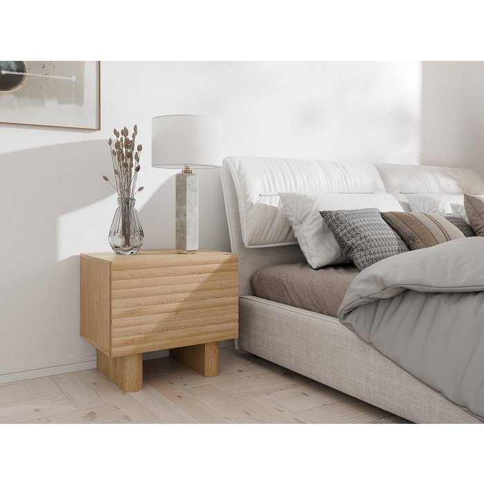 Conjunto de 2 mesitas de noche con 1 puerta - mdf - color: natural - ludima