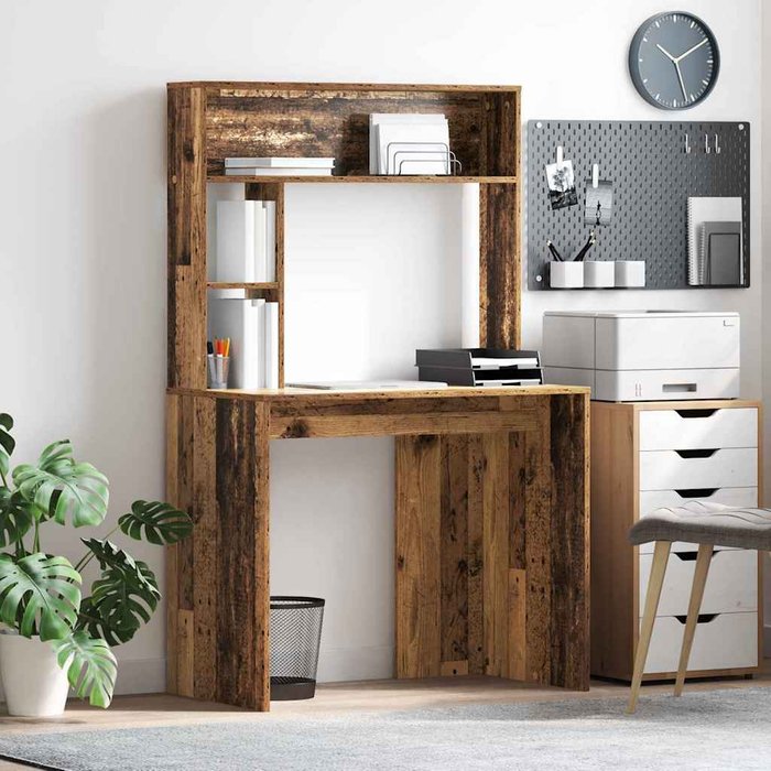Maison exclusive - escritorio con estante madera envejecida 91 x 50 x 149 cm