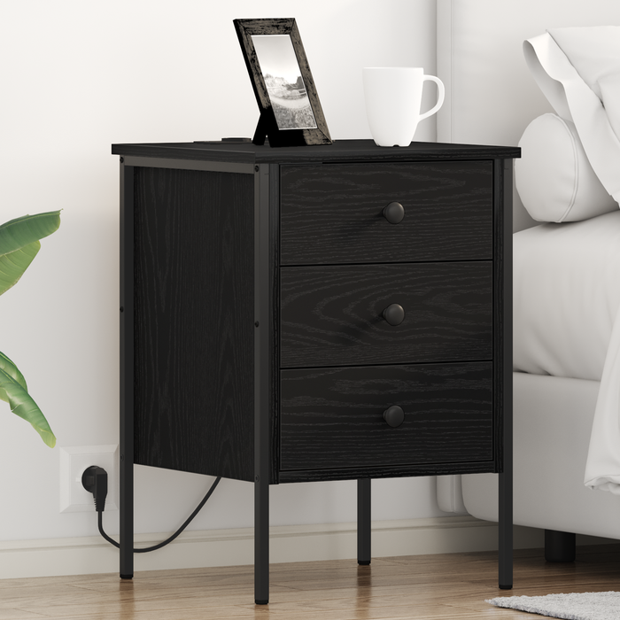 Vidaxl cajoneras de noche con cajón 2 pcs roble negro 42 x 41 x 61 cm