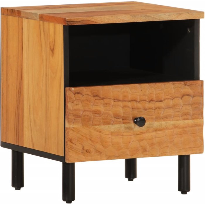 Mesita de noche,mesilla de noche de madera maciza de acacia 40x33x46 cm cfw15561