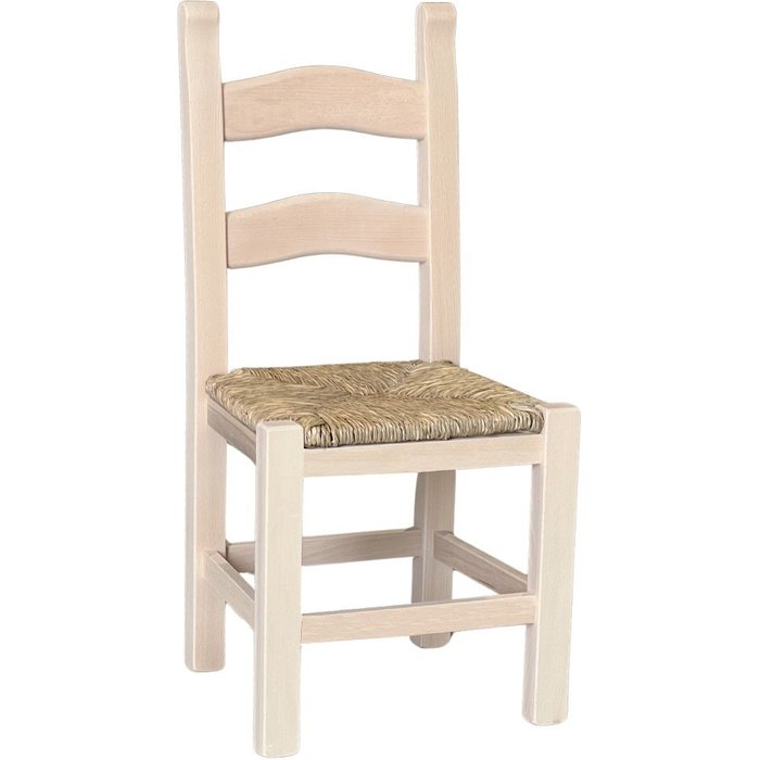 Chaise rustique en bois avec assise en paille brute à peindre