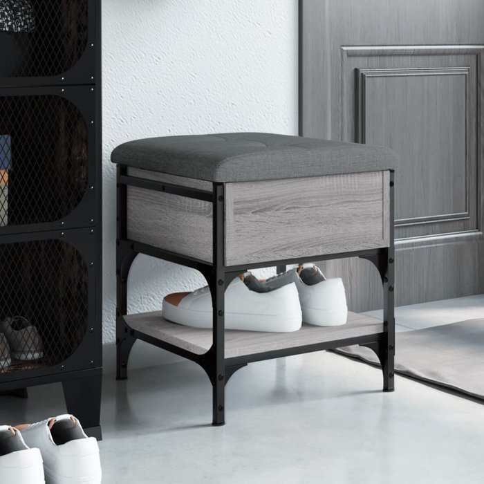 Banco zapatero madera de ingeniería gris sonoma 42x42x45 cm - comfortxl