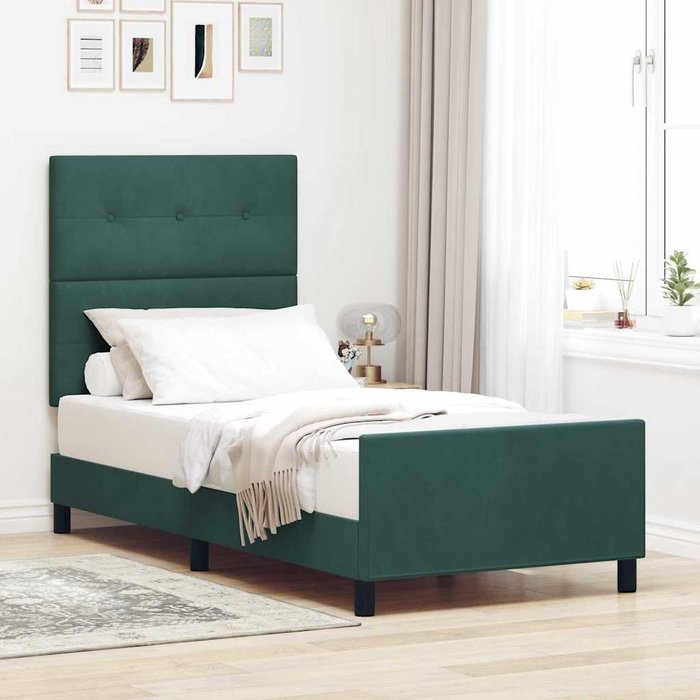 Cama tipo box spring verde oscuro 80 x 200 cm terciopelo vidaxl