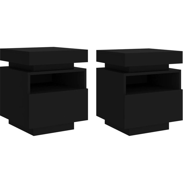 Mesitas de noche con luces led 2 piezas negro 40x39x48,5 cm