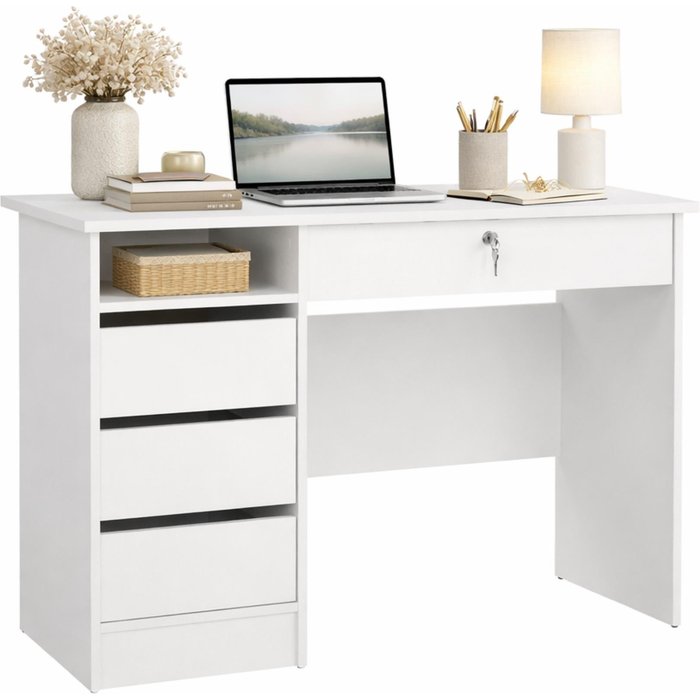 Mesa escritorio de estudio duero white blanco110x49x76 cm