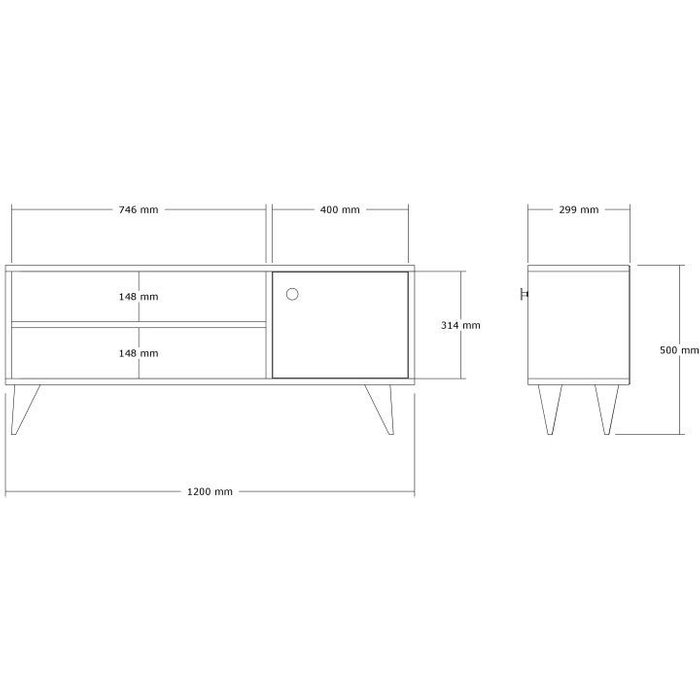 Soporte de tv de madera jena - 120 x 29 x 50 cm - pino atlántico