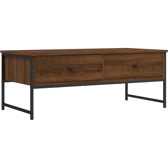 Mesa de centro roble marrón 101x49x39,5 cm madera contrachapada