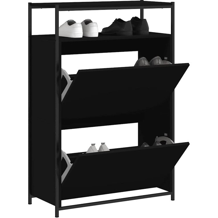 Zapatero negro, 75x34x112 cm, madera de ingeniería.
