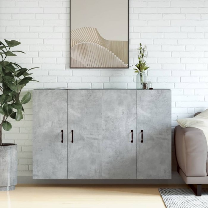 Vidaxl armarios de pared 2 uds madera de ingeniería gris hormigón