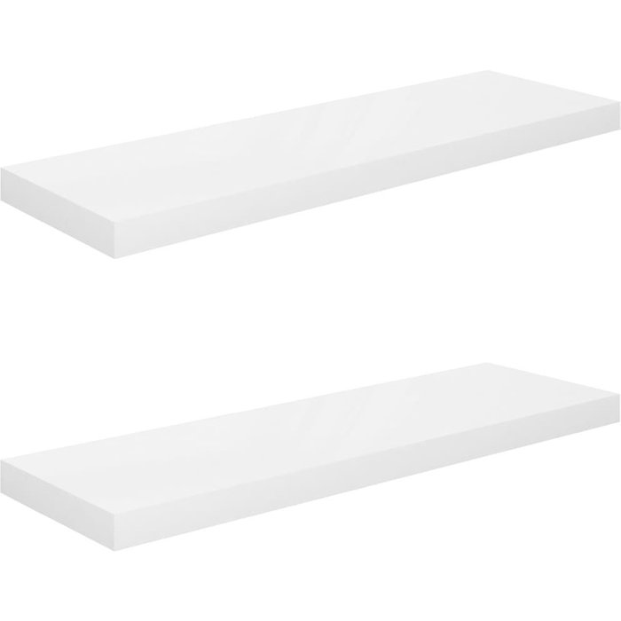Estante flotante de pared 2 uds mdf blanco brillo 80x23,5x3,8cm