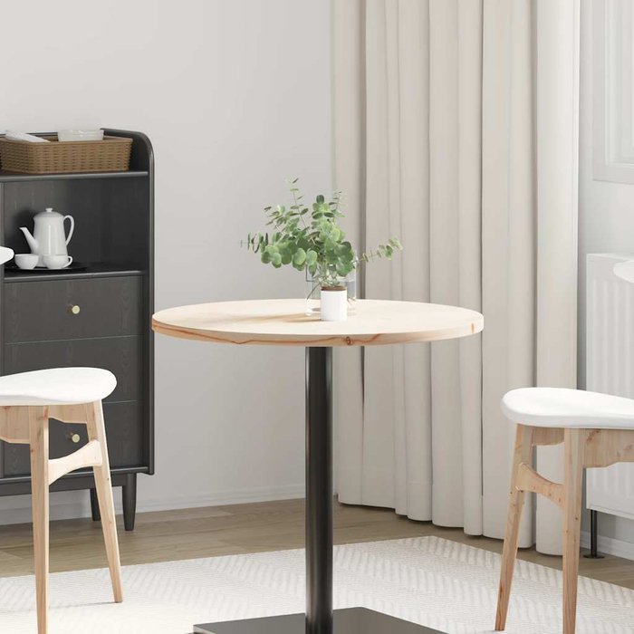 Tablero de mesa de ø70x2,5 cm, madera maciza de pino.