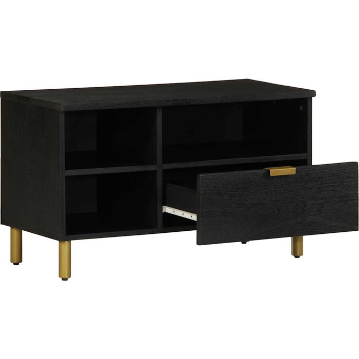 Mueble de tv madera de ingeniería negro 80x33x46 cm