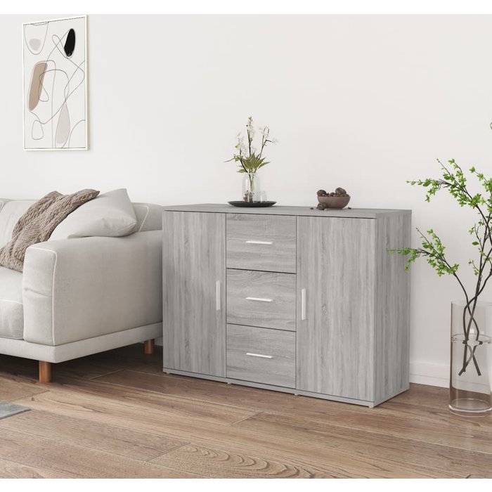 Maison exclusive - aparador de madera contrachapada gris sonoma 91x29,5x65 cm