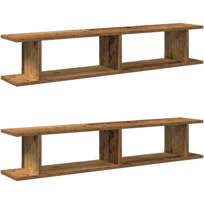 Estantes pared 2 uds madera ingeniería envejecida 105x18x20 cm- comfortxl