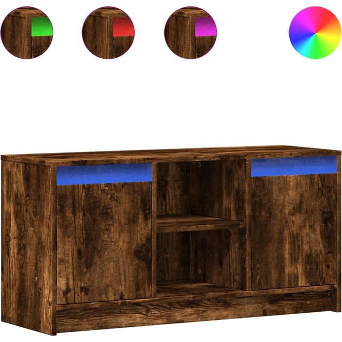 Mueble tv led en madera laminada roble ahumado 100x34x50 cm - comfortxl