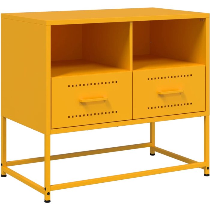Mueble para tv de acero amarillo mostaza 68x39x60,5 cm - comfortxl