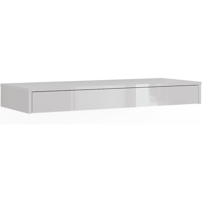 Vicco estante de pared sherry, blanco alto brillo, 100 x 12 cm con cajón