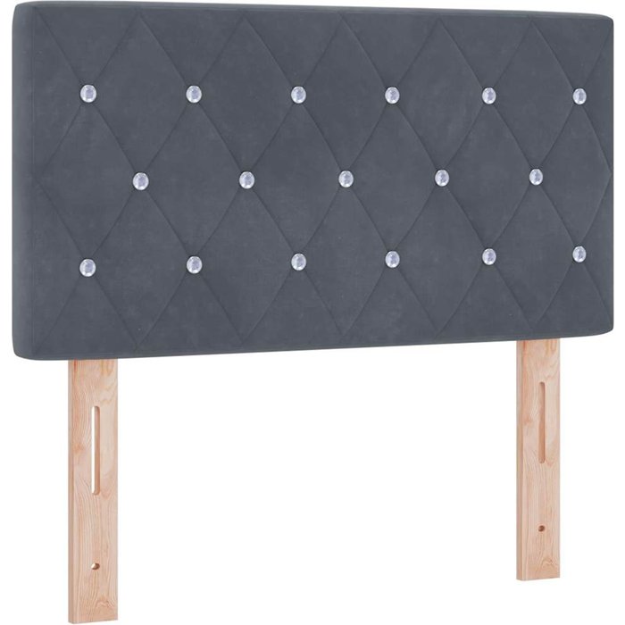 Cabezal led con botones de cristal forrado en terciopelo gris oscuro de 80 cm