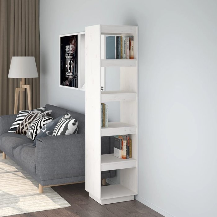 Librería/separador de ambientes blanco 40x35x167 cm pino macizo