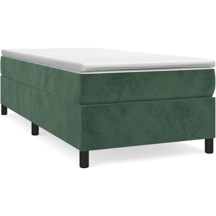 Estructura cama sin colchón terciopelo verde oscuro 100x200 cm — comfortxl