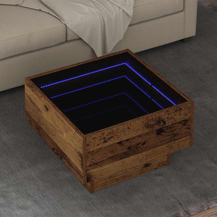 Mesa de café madera vieja 50 x 50 x 30 cm madera contrachapada