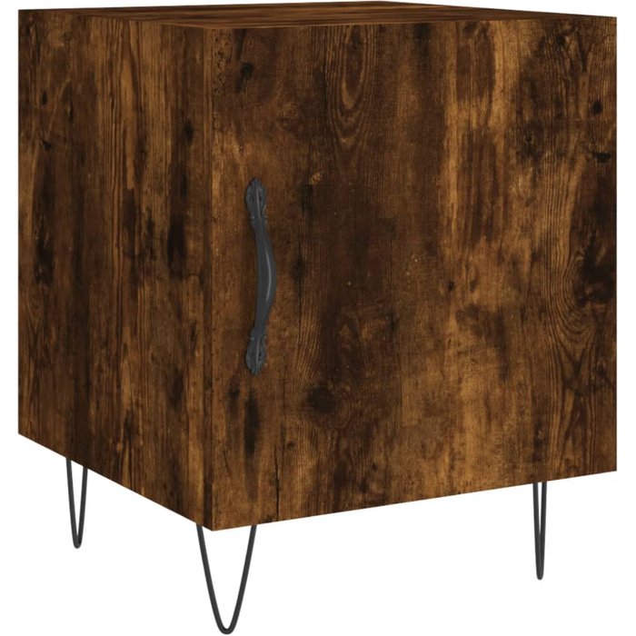 Mesita de noche de roble ahumado 40x40x50 cm de madera contrachapada
