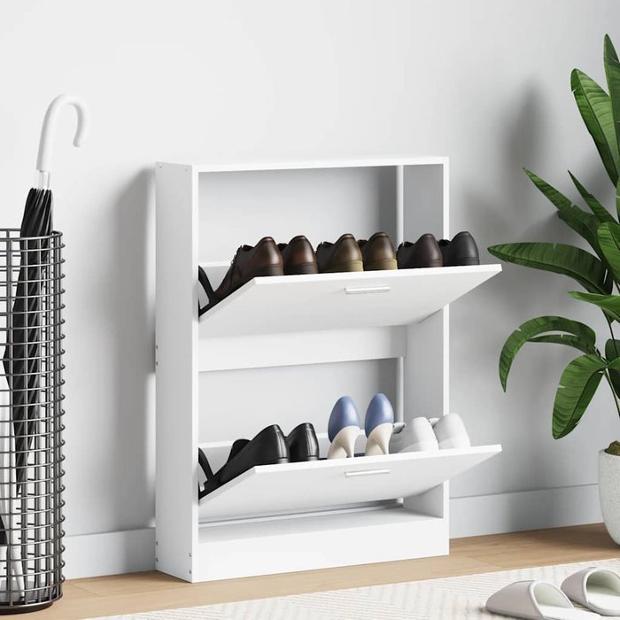 Zapatero blanco, 59x17x81 cm, madera de ingeniería.