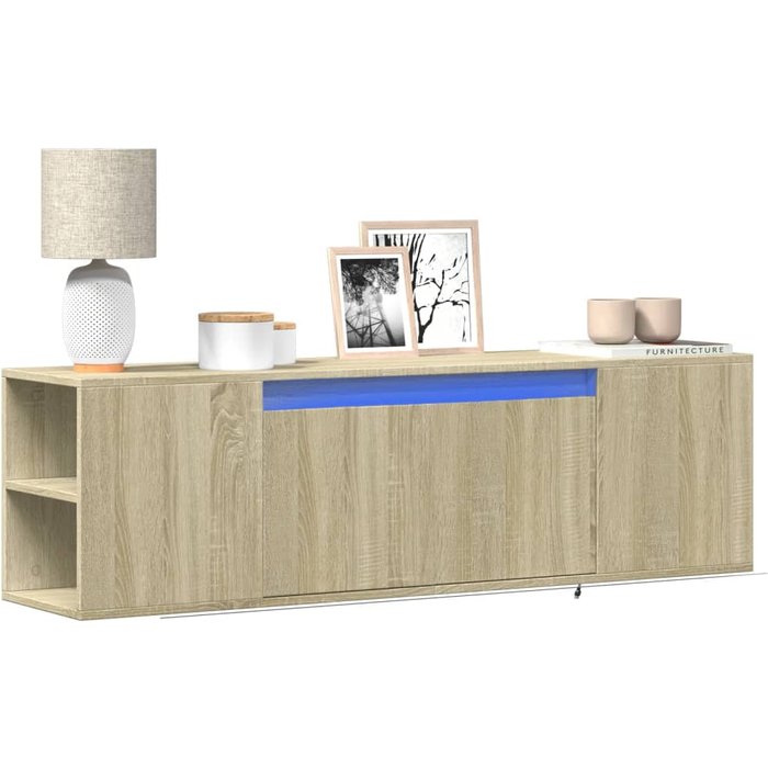 Mueble tv de pared con luces led roble sonoma 135x31x39,5 cm