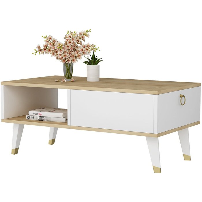 Mesa baja de madera delux - 90 x 45 x 42 cm - saphir, blanco