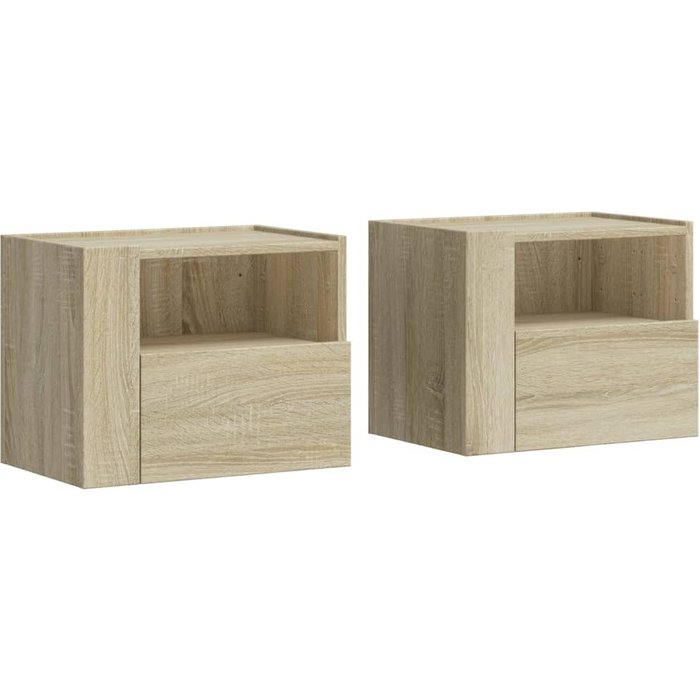 Mesitas de noche de pared 2 unidades roble sonoma 45x30x35 cm - comfortxl