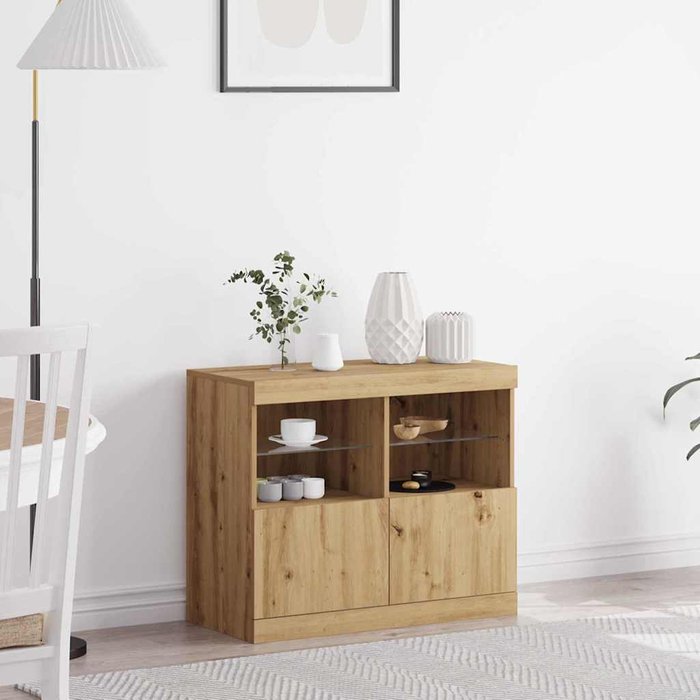 Maison exclusive - aparador led marrón 81 x 37 x 66,5 cm madera de ingeniería