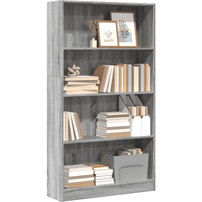Librería sonoma gris 80x24x143 cm madera contrachapada