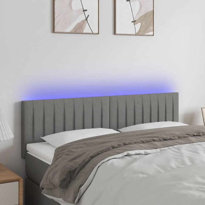 Maison exclusive - cabecero con led de tela gris oscuro 144x5x78/88 cm
