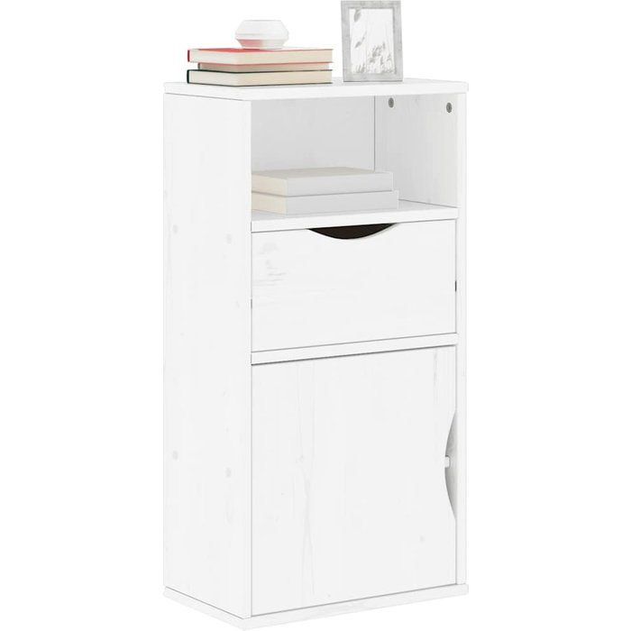 Vidaxl mueble auxiliar con cajón odda blanco 40x24x79 cm madera pino