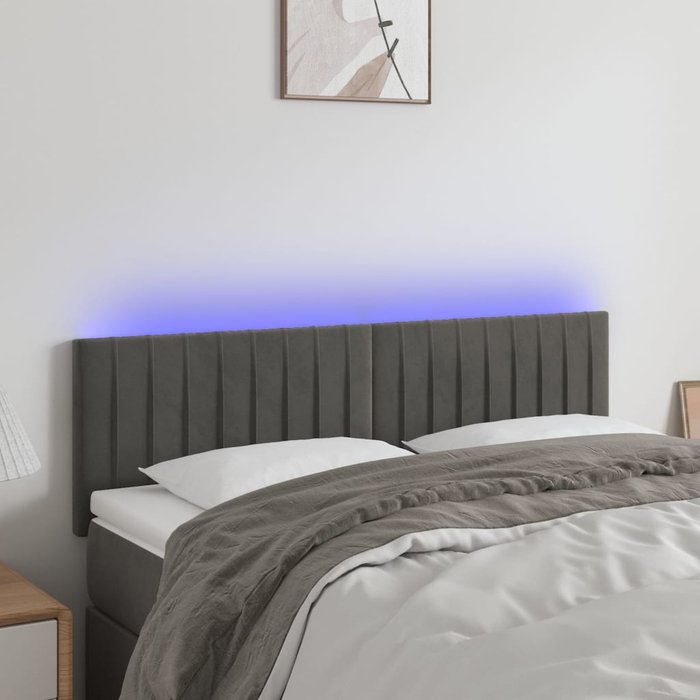 Cabecero led gris oscuro 144x5x78/88 cm terciopelo - comfortxl