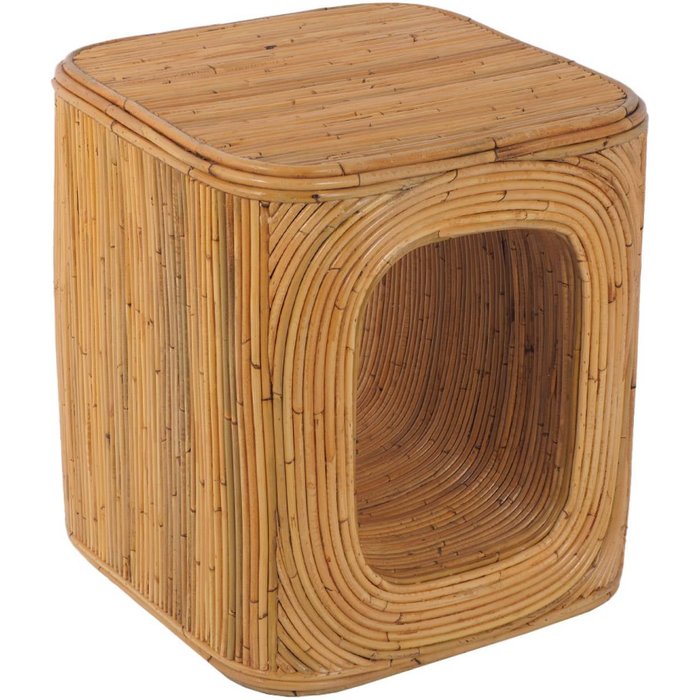 Mesa auxiliar, mesita de noche de ratán natural, baya, natural, 45x45x50 cm