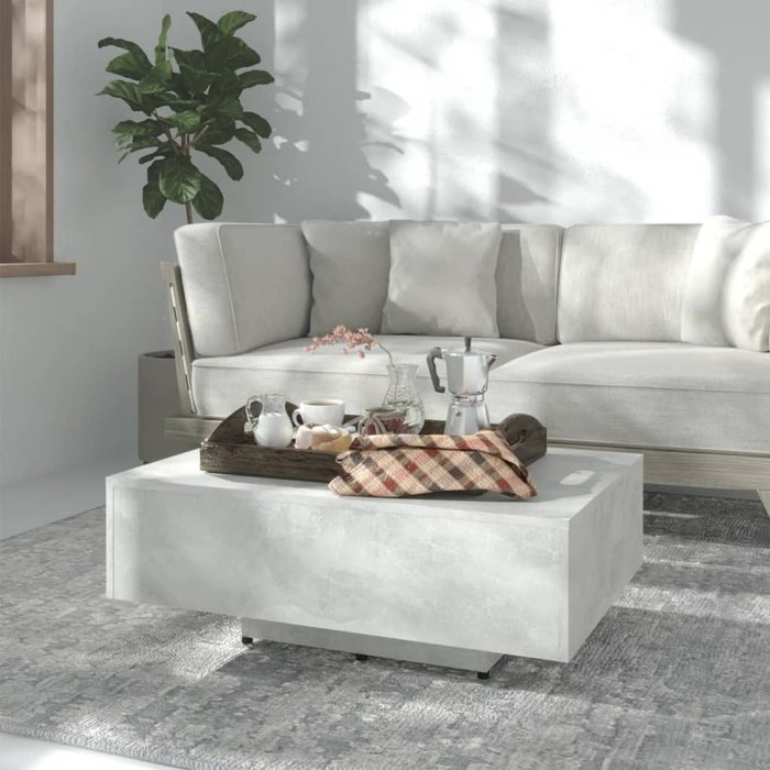 Mesa de centro aglomerado gris cemento 85x55x31 cm