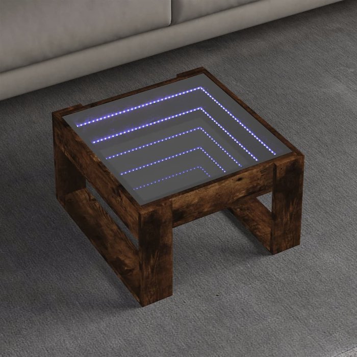 Mesa de centro con infinity led roble ahumado 50x53x30 cm vidaxl
