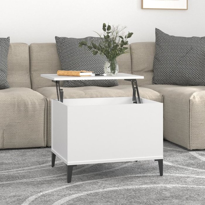 Mesa de centro madera contrachapada blanco 60x44,5x45 cm - comfortxl