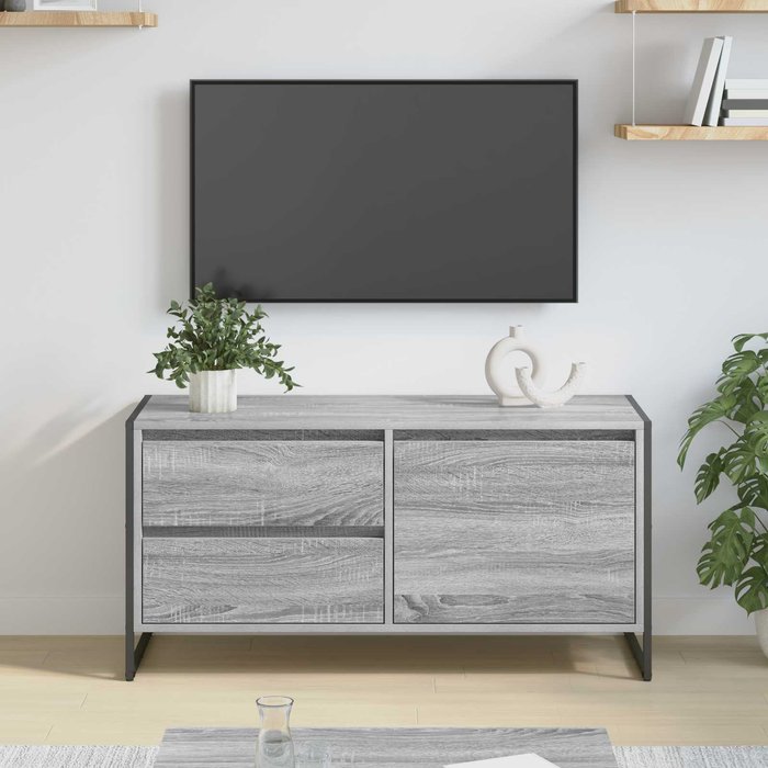 Gabinete de tv con cajón gris 100 x 36 x 49.5 cm
